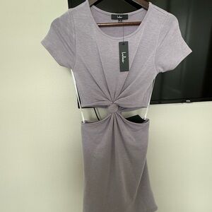 Lulu's Lavender Knot-Front Mini Dress